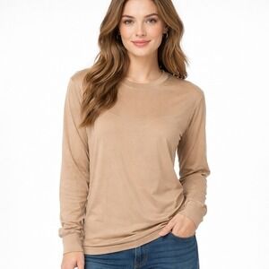 NWT WinterSilks Beige Long Sleeve Tee Womens M Silk Base Layer Outdoor Sheer